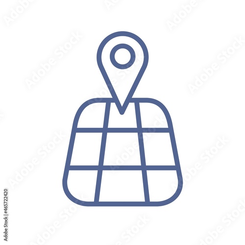 GPS navigation icon with simple map and pin, pointing at destination. Pinpoin...