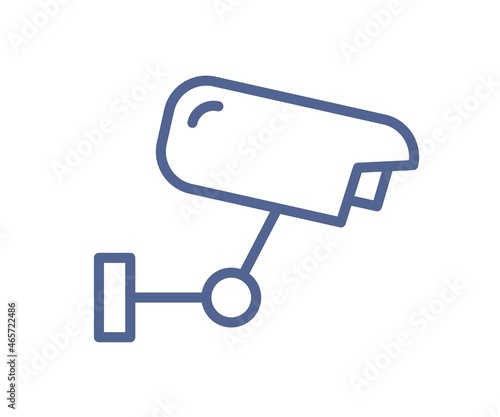 Simple line art icon of security camera for video surveillance and observatio...