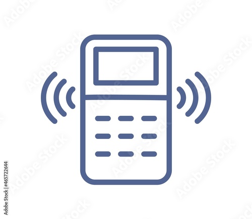 Remote controller with signal waves icon in line art style. Notification from...