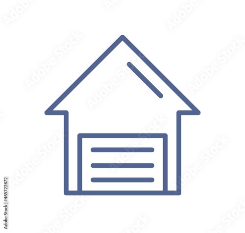 Garage gate control icon. Closed door of smart house sign in line art style. ...
