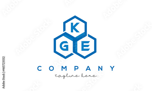 KGE letters design logo with three polygon hexagon logo vector template photo