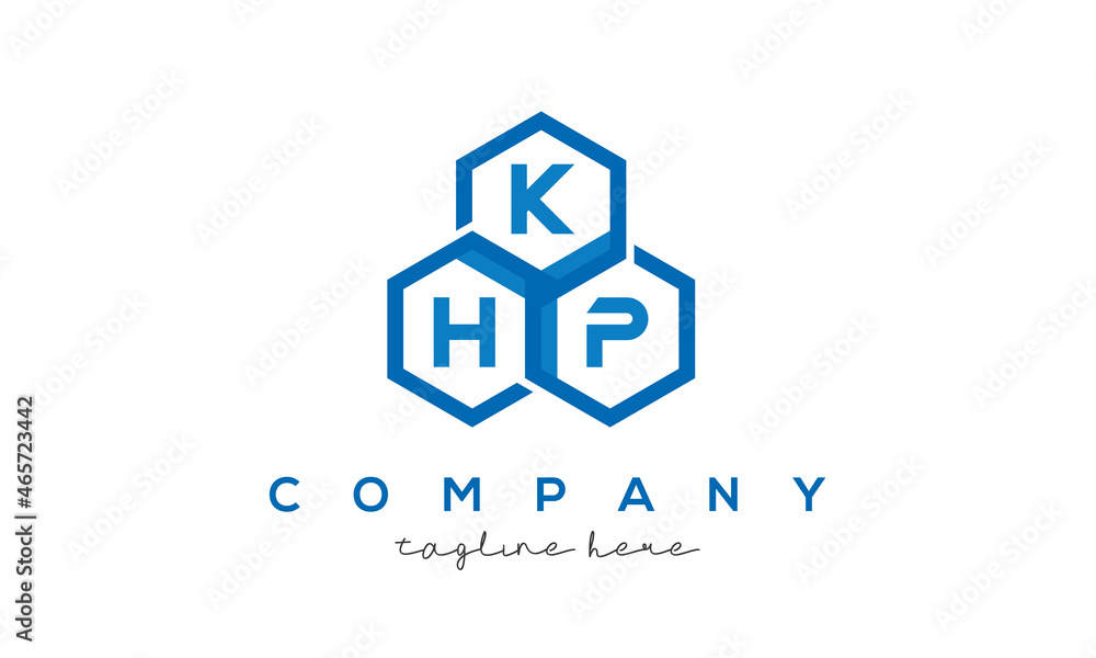 KHP letters design logo with three polygon hexagon logo vector template