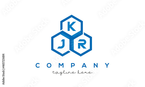 KJR letters design logo with three polygon hexagon logo vector template