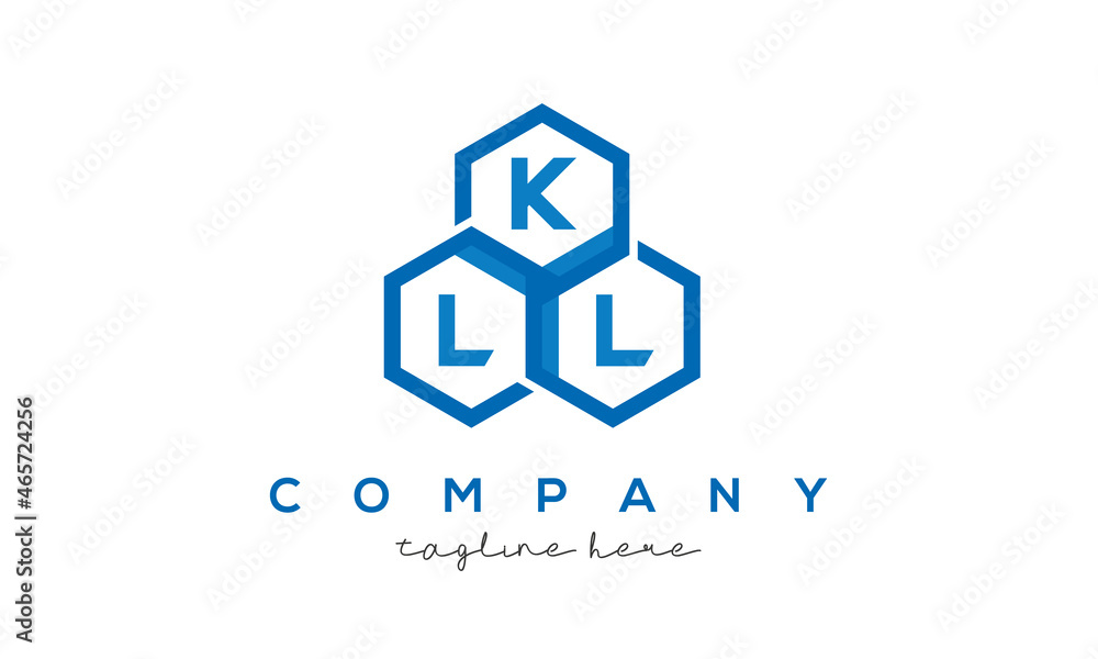 KLL letters design logo with three polygon hexagon logo vector template