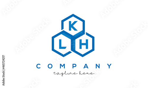 KLH letters design logo with three polygon hexagon logo vector template