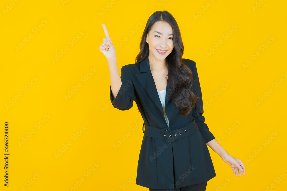 Portrait beautiful young asian woman smile with action Portrait beautiful young asian woman smile with action