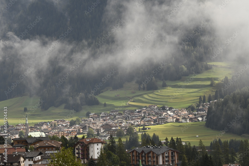 landscape, mountain and houses in vigo di fassa in Trentino Alto Adige in Italy landscape, mountain and houses in vigo di fassa in Trentino Alto Adige in Italy