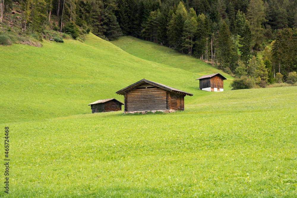 landscape, mountain and houses in vigo di fassa  in Trentino Alto Adige in Italy