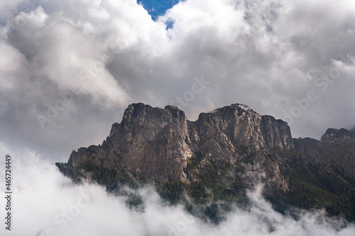 landscape, mountain and houses in vigo di fassa in Trentino Alto Adige in Italy