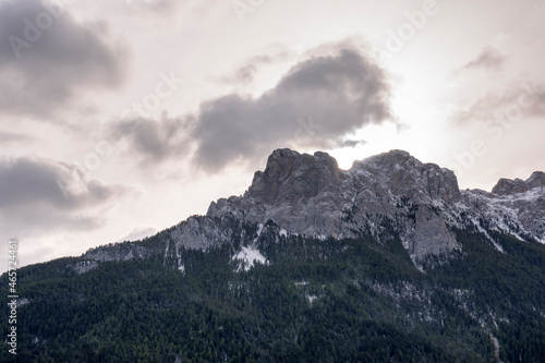 landscape, mountain and houses in vigo di fassa in Trentino Alto Adige in Italy