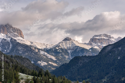 landscape, mountain and houses in vigo di fassa in Trentino Alto Adige in Italy
