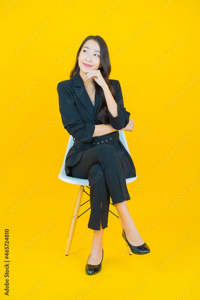 Portrait beautiful young asian woman smile with action Portrait beautiful young asian woman smile with action