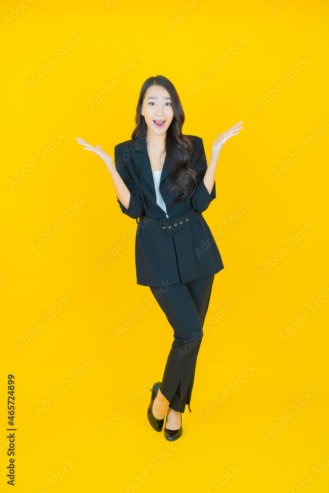Portrait beautiful young asian woman smile with action Portrait beautiful young asian woman smile with action