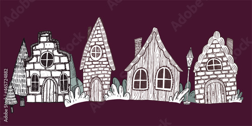 illustration of houses and streets of the old town