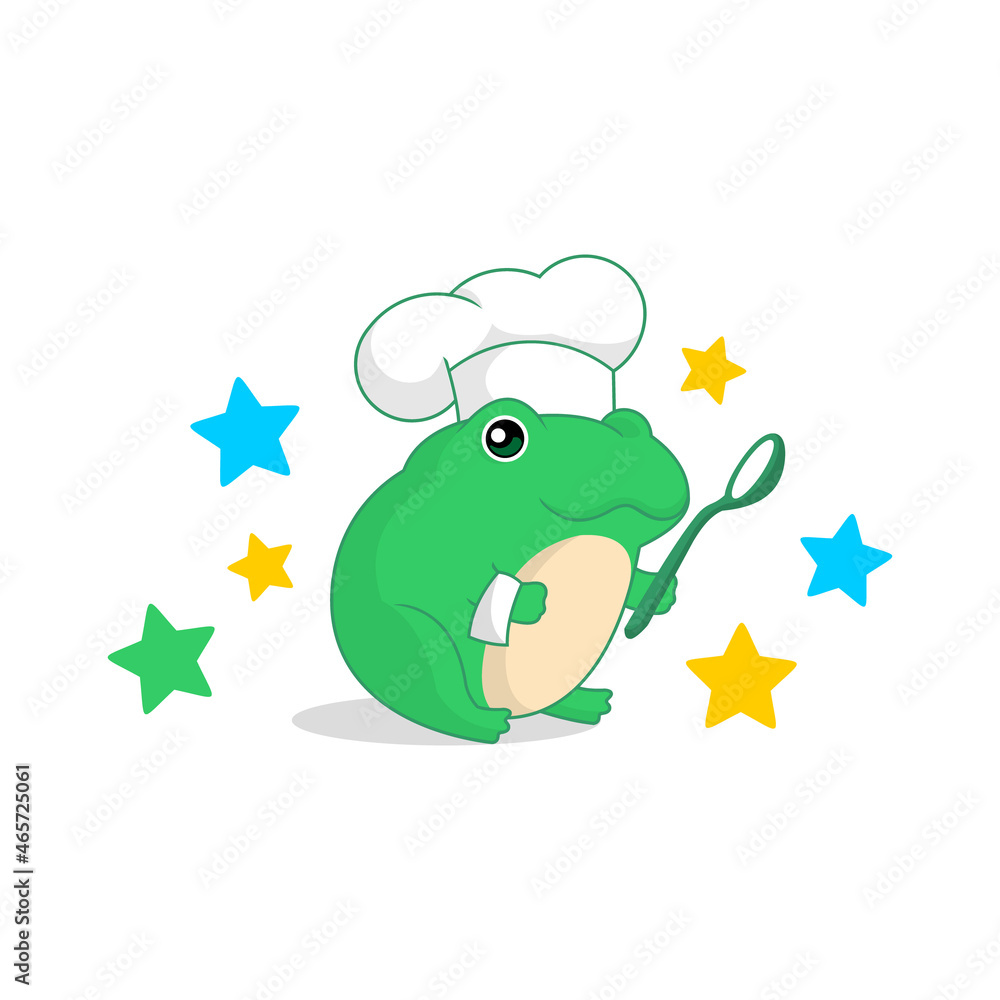 Fototapeta premium cute frog chef cartoon vector