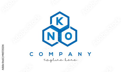 KNO letters design logo with three polygon hexagon logo vector template