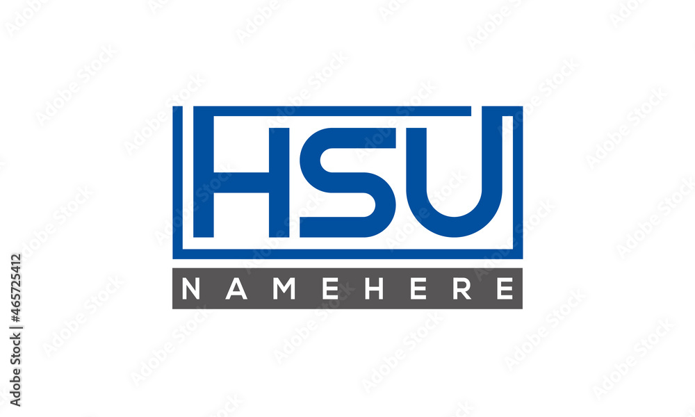 HSU Letters Logo With Rectangle Logo Vector HSU Letters Logo With Rectangle Logo Vector