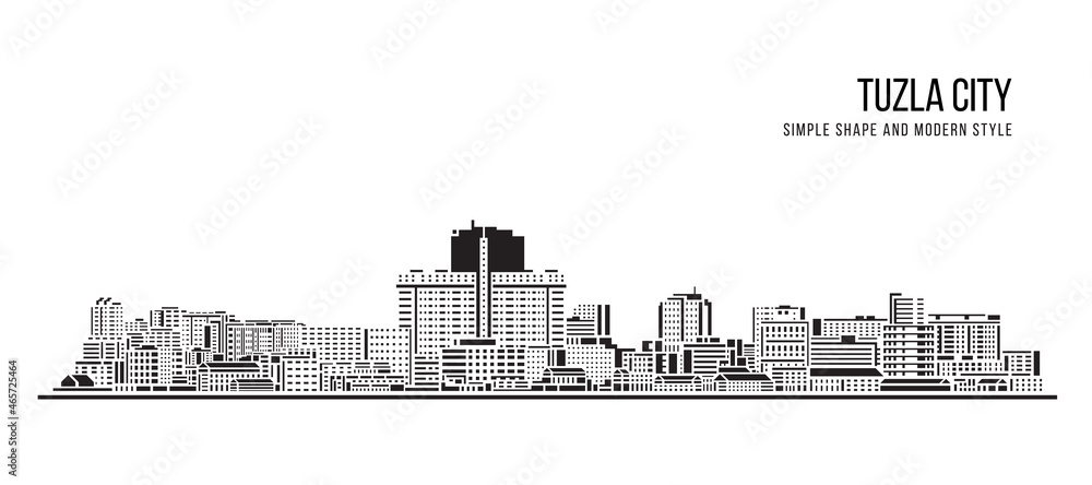 Cityscape Building Abstract Simple shape and modern style art Vector design - Tuzla city