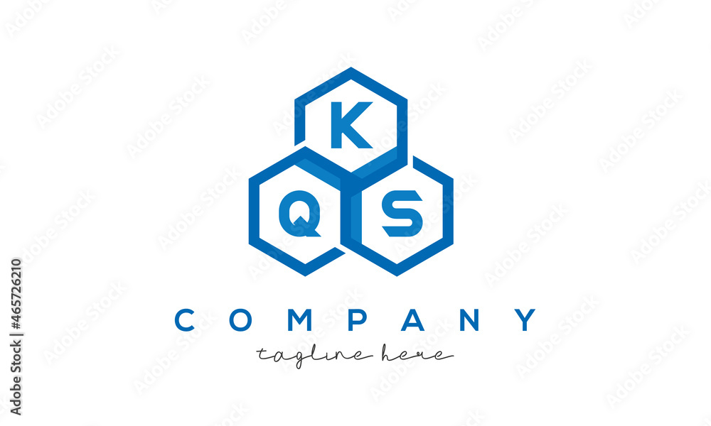 KQS letters design logo with three polygon hexagon logo vector template