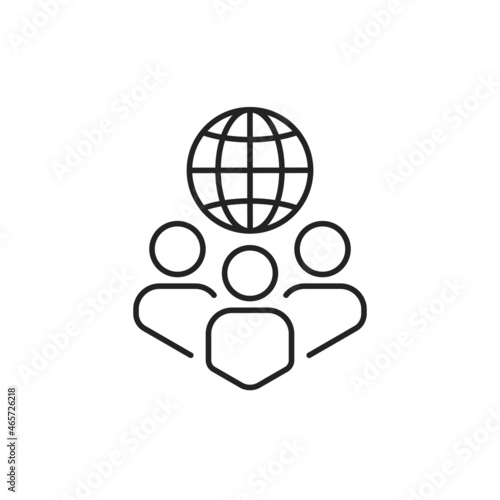 thin line global governance icon like people with globe