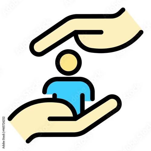 Sociology care icon. Outline sociology care vector icon color flat isolated