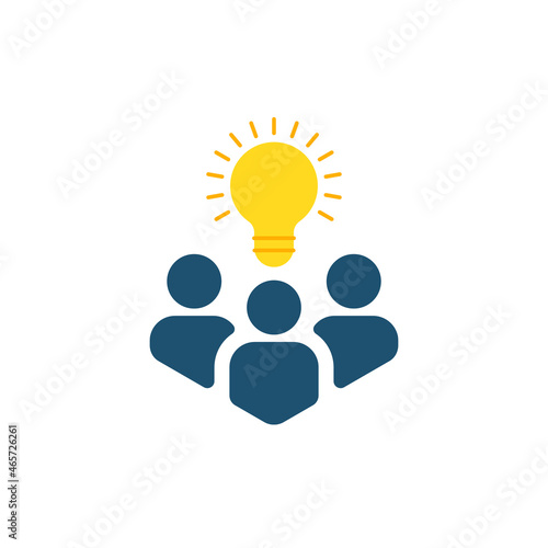 insight icon with group of people and yellow bulb
