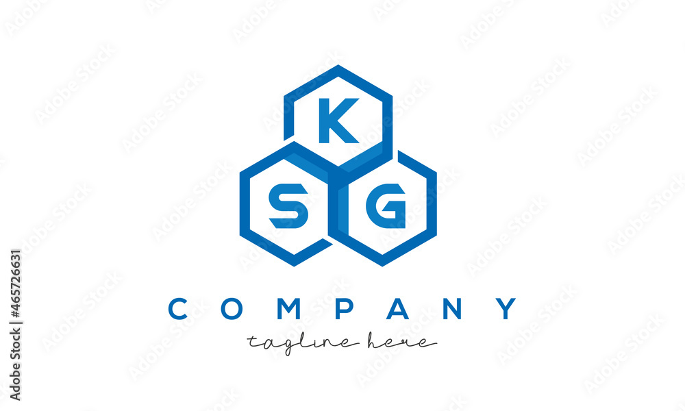 KSG letters design logo with three polygon hexagon logo vector template