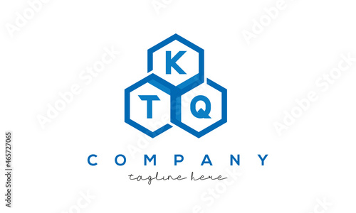 KTQ letters design logo with three polygon hexagon logo vector template