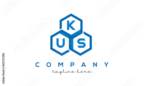 KUS letters design logo with three polygon hexagon logo vector template photo