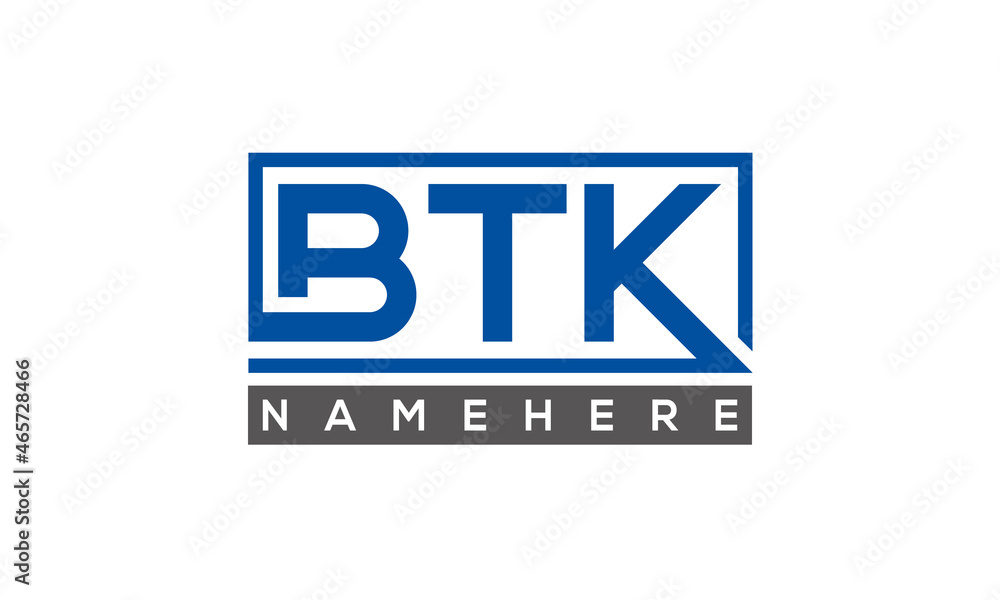 BTK Letters Logo With Rectangle Logo Vector BTK Letters Logo With Rectangle Logo Vector