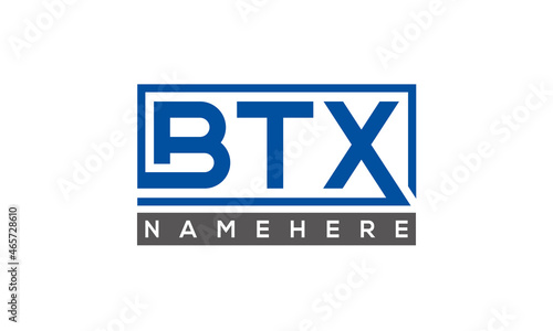 BTX Letters Logo With Rectangle Logo Vector	 photo
