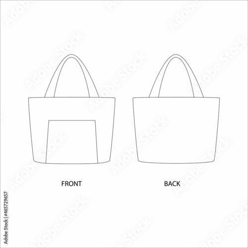 Vector illustration of shopping bag. Big bag technical sketch.