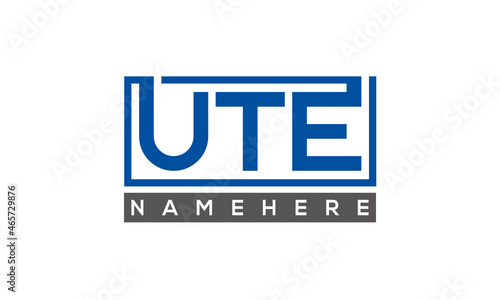 UTE Letters Logo With Rectangle Logo Vector 