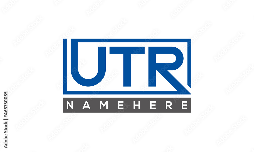 UTR Letters Logo With Rectangle Logo Vector UTR Letters Logo With Rectangle Logo Vector