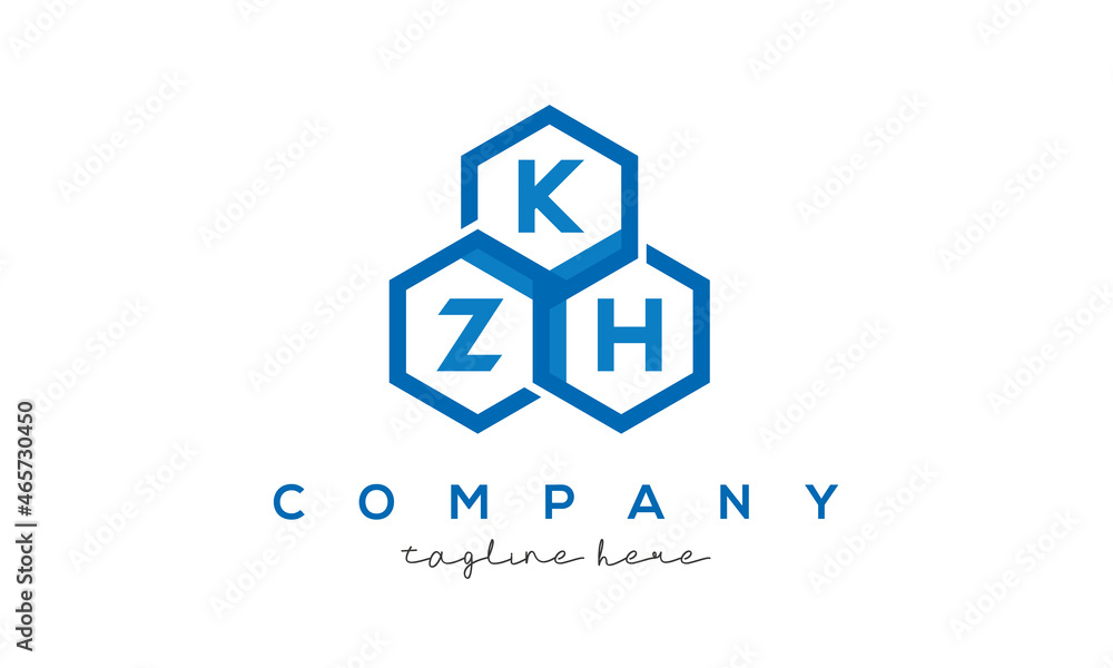KZH letters design logo with three polygon hexagon logo vector  template