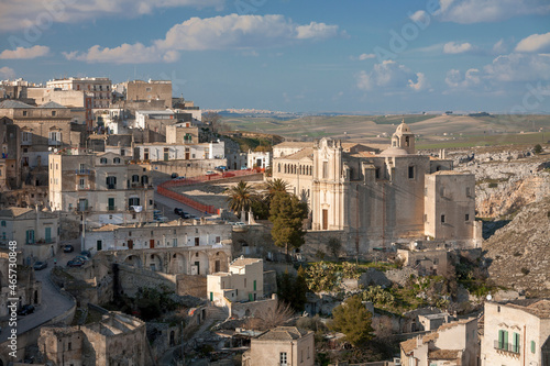 Matera. Panorama del rione Sassi verso il Complesso di Sant'Agostino 