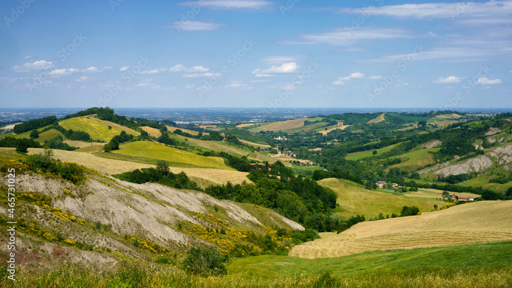 Rural landscape along the road from Sassuolo to Serramazzoni, Emilia-Romagna.