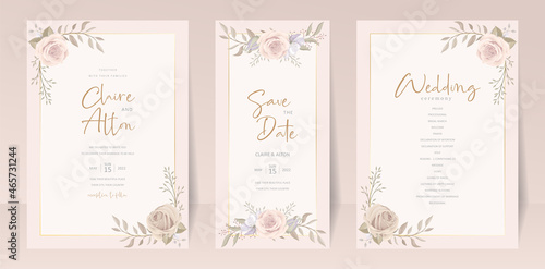 Beautiful roses invitation card template photo