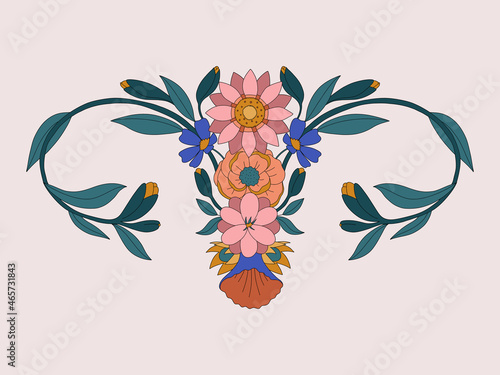 abstract image of a vagina. outer space, planets, moon and stars. snake tempter and plant herbs. printing on fabric and paper. radical feminism. vector