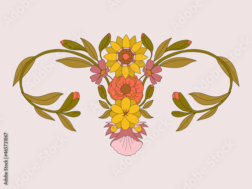 abstract image of a vagina. outer space, planets, moon and stars. snake tempter and plant herbs. printing on fabric and paper. radical feminism. vector