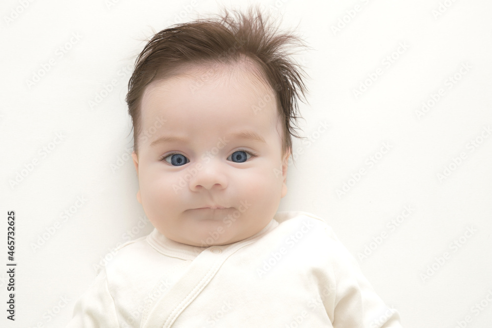 Adorable baby boy two months old isolated on a white background 
