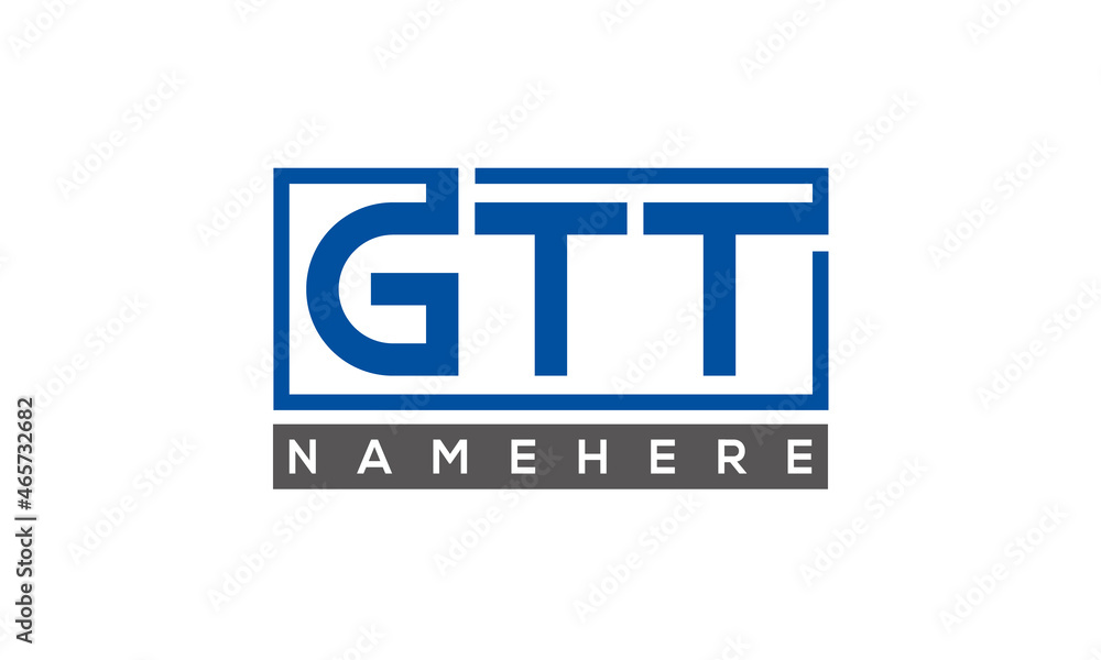GTT Letters Logo With Rectangle Logo Vector GTT Letters Logo With Rectangle Logo Vector