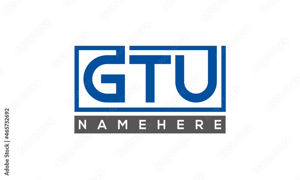 GTU Letters Logo With Rectangle Logo Vector GTU Letters Logo With Rectangle Logo Vector