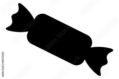 Wrapped candy. Silhouette. Chocolate treat. Vector illustration. Trick or treat. Outline on an isolated white background. Halloween sweetness. Festive print. Idea for web design.