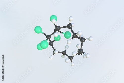 Hexabromocyclododecane molecule, isolated molecular model. 3D rendering photo