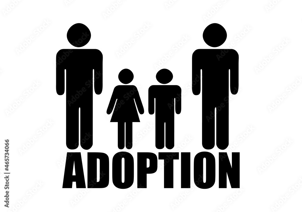 Icono de pareja de gays adoptando hijos.