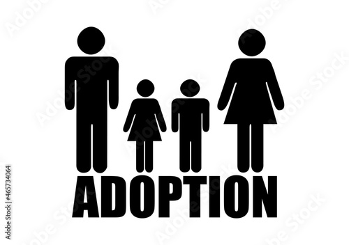 Icono de pareja de padres adoptando hijos.