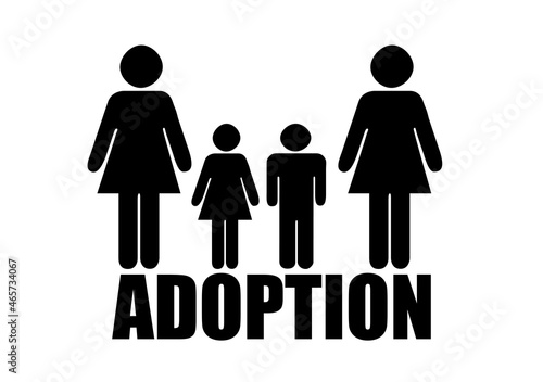Icono de pareja de lesbianas adoptando hijos.