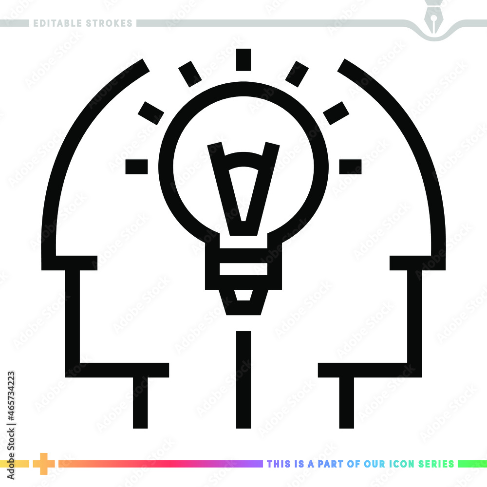 Editable line icon of collaboration interview as a customizable black stroke eps vector graphic. Editable line icon of collaboration interview as a customizable black stroke eps vector graphic.