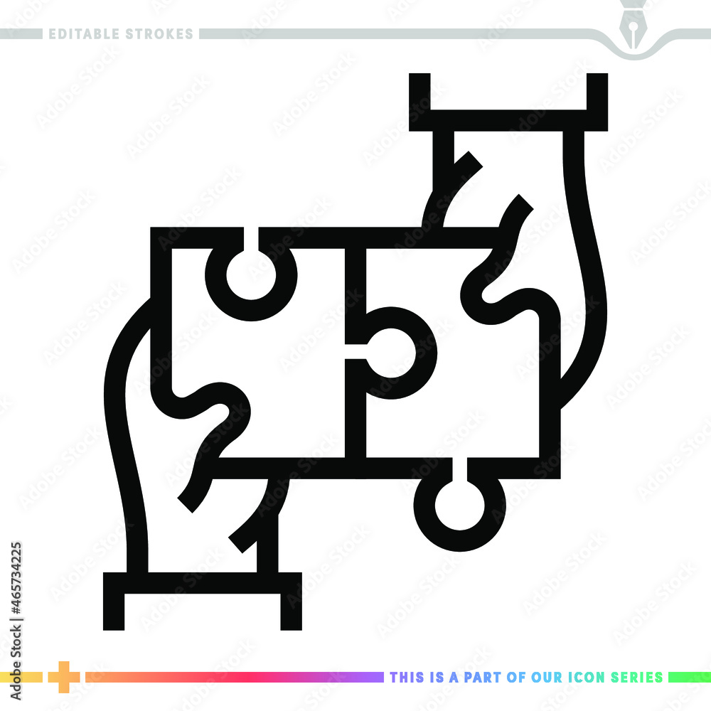 Editable line icon of human capital puzzle as a customizable black stroke eps vector graphic. Editable line icon of human capital puzzle as a customizable black stroke eps vector graphic.
